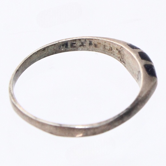 Vintage Blue Goldstone Inlay Sterling Silver Ring Size 6 Stamped Mexico - Picture 3 of 4